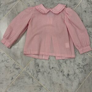 Little English Pink collar top gingham plaid check 18m